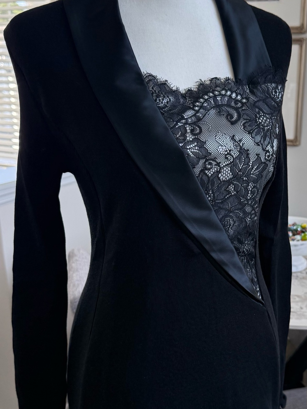 Women's Black Lace-Trim Blouse CASUAL OR FORMAL. MADE IN ITALY. OCALITO